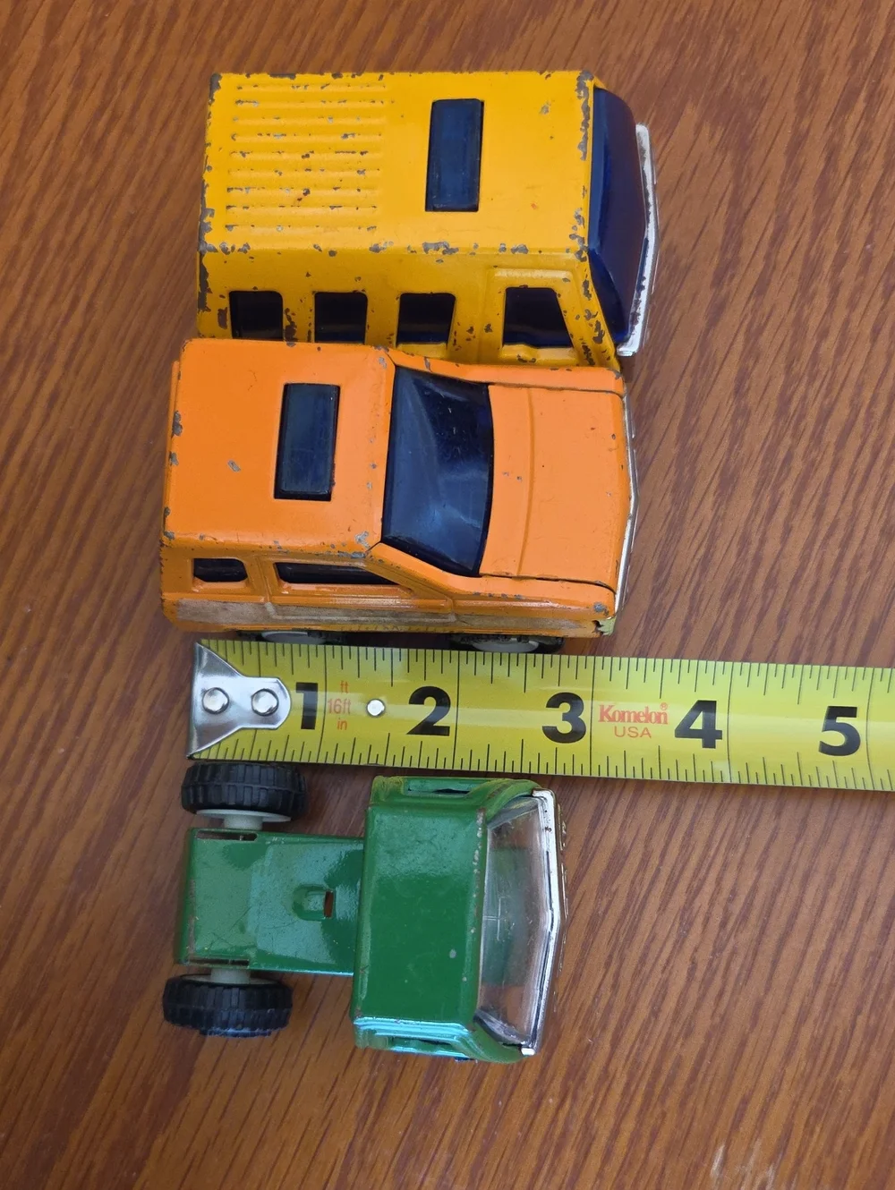 Vtg (3) Buddy L Mini Metal Vehicle Set - Yellow, Orange & Green